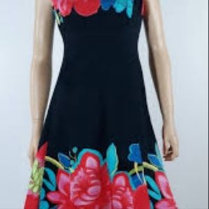 Nine West Womens Dress Summer Classic Colorful Floral Black Sleeveless